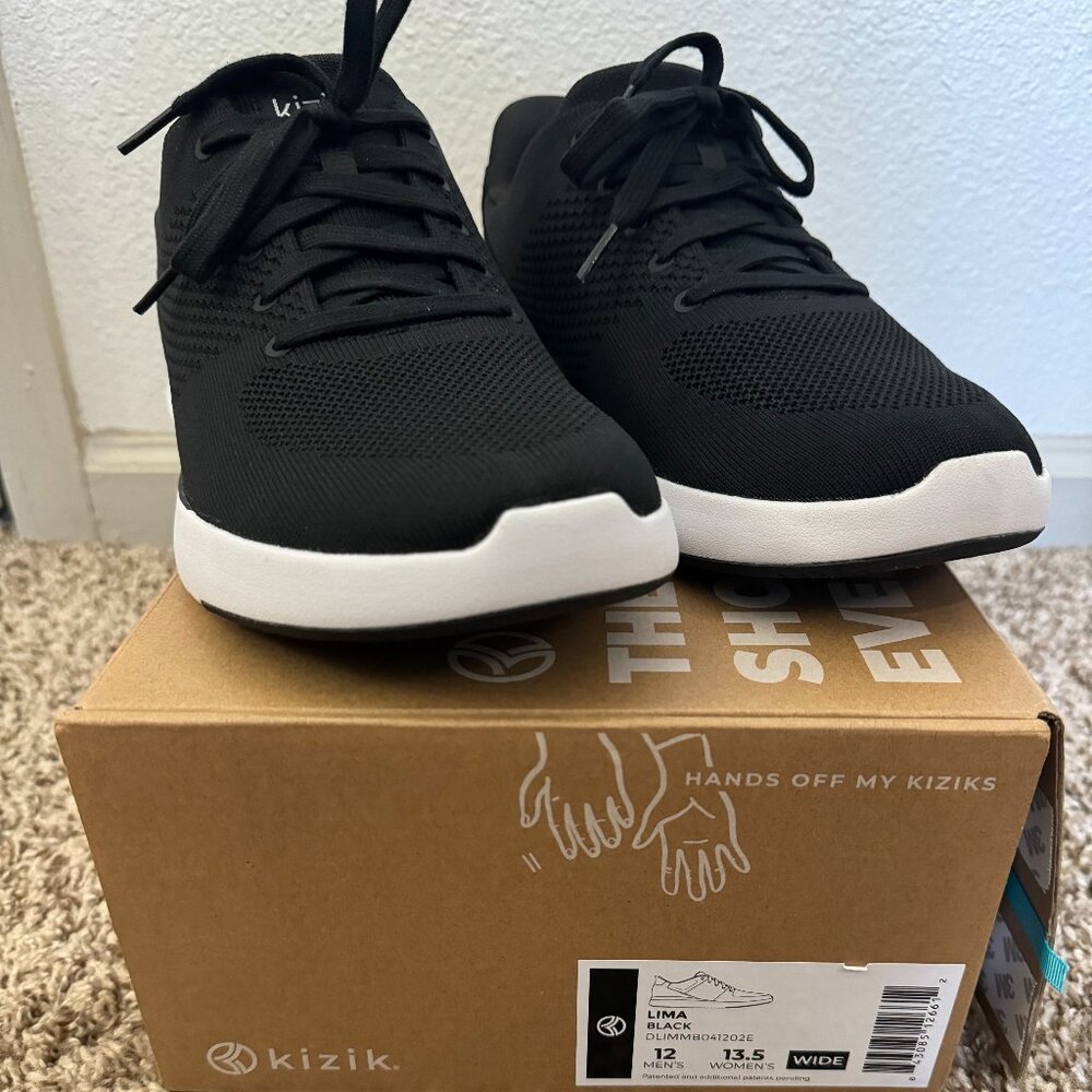 Kizik Lima Casual Shoe - Black/White - 12 Wide